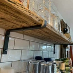 Metal Shelf Brackets Clear Wax Finish. Fixed Price $15.75.