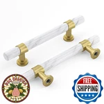 Rergy 10PK Gold Cabinet Handles White Marble Pulls 4" Kitchen Dresser Drawer. Fixed Price $75.90.