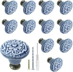 12 Pcs Light Blue Vintage Round Ceramic Cabinet Knobs And Pulls For Drawer, Cupb. Fixed Price $19.04.