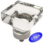 *5 Pack* Cosmas Satin Nickel & Clear Glass Square Cabinet Knobs #6377SN-C. Fixed Price $24.70.