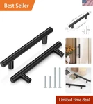 5 Pack Durable Black Stainless Steel Euro Bar Cabinet Pulls, 3-3/4" Centers. Fixed Price $23.99.