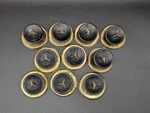 Vtg Mid Century Lot Of 10 Brass Tone Black Starburst Drawer Knob Cabinet Pull. Fixed Price $299.99.