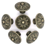 Lxz 6 Pcs Vintage Antique Brass Knobs Handles Pulls With Flower Pattern For C.... Fixed Price $22.38.