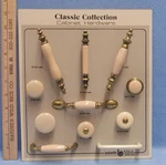 New Belwith Cabinet Hardware Knobs & Pulls Tan Cream Porcelian Antique Gold Tone. Fixed Price $28.99.