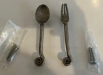 Siro Designs Big Bang Pull Antique Pewter Fork & Spoon Set Lot Of 2. Fixed Price $24.00.