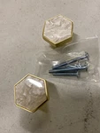 Amerock 2PK36973MOP Geometric Cabinet Knob - Pack, Gold/mother Of Pearl. Fixed Price $16.19.