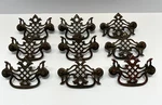 Antique Victorian Eastlake Pierced Brass Drawer Bail Pulls Set Of 9. Fixed Price $39.99.