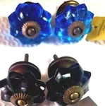 Anthropologie -lot Of 6-CLEAR Faceted Crystal Glass Cabinet Brass Knobs. Fixed Price $51.50.