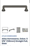 Atlas A103-SL Oskar Pull 5 1/16 Inch (c-c) Slate. Fixed Price $12.00.