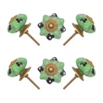 Shabby Chic Floral Ceramic Cabinet Knobs (set Of 6) Green Drawer Pulls 1.75 Inch. Fixed Price $29.99.
