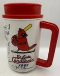 1991 St. Louis Cardinals Hot Cold Thermo Mug Team Player Signatures Olive Garden. Fixed Price $10.00.
