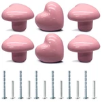 Cionyce 6 Pcs Ceramic Cabinet Knobs, Heart Shaped Adorable Pack, Pink. Fixed Price $19.06.