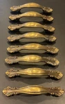 Lot Of 8 Vtg Amerock 644-1 Brass Gold Drawer Pulls Cabinet 5" Handles / 3" Coc. Fixed Price $24.00.