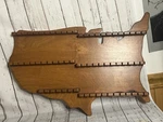 Vtg United States Usa Shaped Wood Spoon Collection Rack Display Shelf. Fixed Price $45.00.