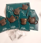 Pier 1 Drawer Pull & 4 Knobs Cups Teapots Solid Brass New Old Stock. Fixed Price $21.99.