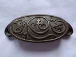 Antique Cast Iron W/ Bronze Finish Furniture Drawer Cup Pull, Victorian, Floral. Fixed Price $19.95.