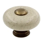 Amerock BP878-OM Oatmeal 1/4" Porcelain Cabinet Knob Pull With Brass Stem. Fixed Price $8.70.