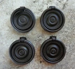 Set Of 4 Ring Pull Two-part Round Black Finish Arts & Crafts Mission Style. Fixed Price $12.00.