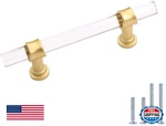 Peaha 10 Pack 5 Inch Acrylic Cabinet Pulls Gold Drawer Handles Brushed Brass Har. Fixed Price $98.13.