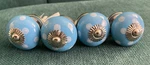 4 Light Blue Polka-dot Ceramic Drawer Knobs Pulls Cabinet New 3" X 1.5" Darice. Fixed Price $13.99.
