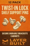 Twist-in Lock Shelf Support Pins 12 Pack Secure Durable Brackets Cabinets White. Fixed Price $9.99.