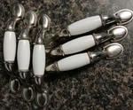 6PC Amerock Spoon Foot Drawer Cabinet Pull-nickel/ceramic HANDLES-5 1/8"- 3" Cc. Fixed Price $19.99.