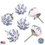 Uxcell 6 Pieces Vintage Shabby Knobs White Blue Floral Hand Painted Ceramic. Fixed Price $32.78.