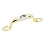 Amerock Allison 245FWP Polished Brass White 3"CC Arch Floral Cabinet Handle Pull. Fixed Price $11.89.