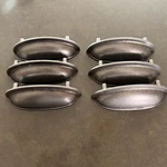 6 Cup Drawer Pulls 3 Holes Cabinet Handles Antique Pewter Finish Dresser. Fixed Price $15.00.
