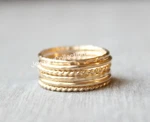 Solid Yellow Ring Stacking Set Handmade Thin Brass Band B96. Fixed Price $14.99.