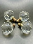 (4) Vintage Round Crystal Faceted Lamp Finials Drawer Pull Knobs/brass Finish. Fixed Price $16.99.