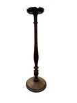 Vintage Tiger Oak Ashtray Pedestal Stand 24 Turned Wood Bun Feet. Fixed Price $155.00.