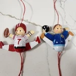 Vintage Midwest Importers Cf SET/2 Pull Toy Christmas Ornaments Football Bowler. Fixed Price $14.25.