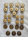Vtg Hitchcock Eagle In Flight Banner And Stars Knobs Backplates Set Of 17 Brass. Fixed Price $99.00.