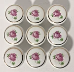 (9) Liberty Floral Round Porcelain Cabinet Drawer Door Pulls Knobs. Fixed Price $45.00.