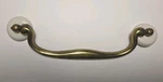 Antique Keeler Brass Co Bail Drawer Pulls Porcelain Rosettes KBC-1 Kitchen Bath. Fixed Price $20.00.
