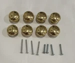 Vintage Brass Drawer Pulls Handles Button Knob Set Of 8 Bright Screws Cabinet. Fixed Price $12.88.