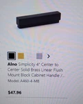 Alno 4" Cabinet Pull, MODEL:A460-4-MB, Matte Black. Fixed Price $25.00.