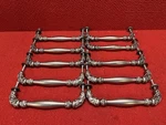 Used Set Of 10 Pewter Hafele Style Cabinet Pulls 203MM Centers Good Condition. Fixed Price $94.99.