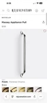 Rejuvenation Massey Appliance Pull, 12"- Polished Chrome. Fixed Price $65.00.