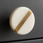 White & Brass Round Stone Knob Door Drawer Pull Kitchen Cabinet Dresser Handle. Fixed Price $9.95.