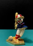Spoontiques Pewter Gold Clown Baseball Bat Hat Crystal Miniature Figurine. Fixed Price $29.99.