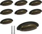 8PACK 3.5" Hole Center Vintage Farmhouse Style Pulls Cup Handles, Flat Bron. Fixed Price $21.93.