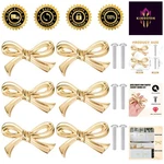 Set Of 6 Decorative Bow Drawer Knobs - Vintage Gold Brass Pulls For Furniture. Fixed Price $46.79.