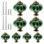 Ceramic Pumpkin Cabinet Knobs Drawer Pulls Dark Green Hardware Set 8 Pcs. Fixed Price $18.99.