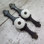 Lot Of 2 Vintage Porcelain & Brass Cabinet Door Pulls Handles 80597. Fixed Price $12.00.