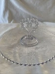 Vtg Hobnail Glass Tidbit Tray Heart Handle Serving Romantic Starburst Beaded Rim. Fixed Price $17.00.