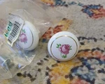 2VINTAGE Porcelain Knobs Pulls Drawer Cabinet Door White Pink Rose Flower 1.25". Fixed Price $10.66.