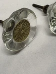 (4) Antique Fluted Glass Knobs With Gold Colored Flowers Set 1.5 In.screw. Fixed Price $41.50.