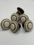Amerock Almond/ Brown Color Washed Ceramic Mushroom Cabinet Knobs Lot Of 6. Fixed Price $30.00.